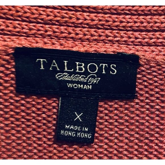 Talbots Cardigan Sweater Womens 1X Rose Pink Short Sleeve Open Front Layering - Picture 4 of 5